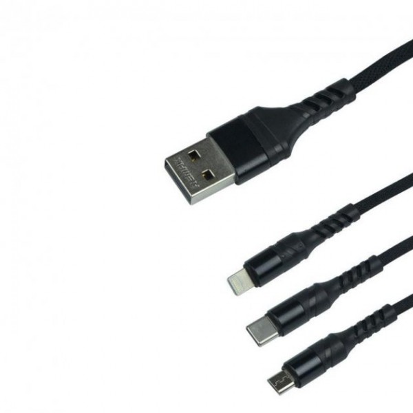 Кабель USB Remax Speed Lightning micro Type-C RC-186-black 1 м чорний