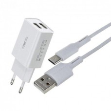 Зарядний пристрій EU та кабель USB-Type-C WK RP-U95-White 2.0A білий