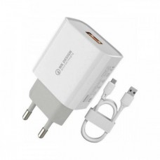 Мережевий зарядний пристрій кабель USB-Type-C WK WP-U57-White 18 Вт білий
