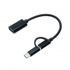 Адаптер 2в1 USB 3.0 - MicroUSB та USB Type-C з кабелем OTG XoKo AC-150-BK чорний