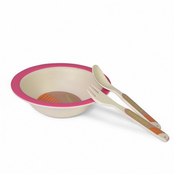 Дитячий набір посуду Fissman Їжачок PT-8345-3 3 предмета рожевий