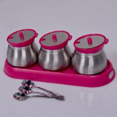 Набір банок для сипучих Frico FRU-127-Pink 7 предметів рожевий