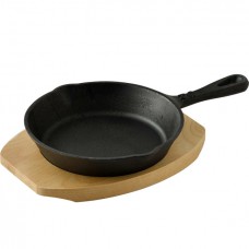 Сковорода чавунна з дерев'яною підставкою MasterPro Cook & share BGMP-3803-4 16 см чорна
