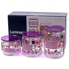 Набір банок для сипких продуктів Luminarc Irises Purple P9216 3 предмета