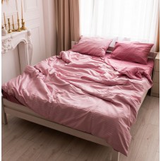 Постільна білизна євро Dushka Home Страйп сатин 20518 200х220 см світло-рожева