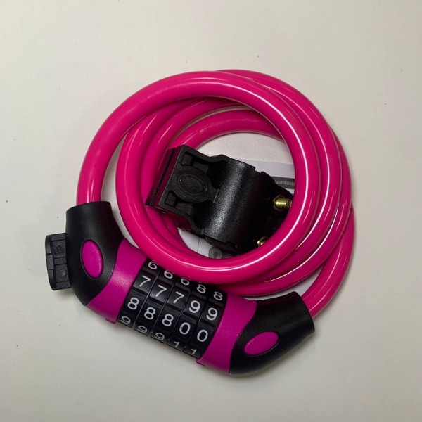 Велосипедний кодовий замок з кріпленням на 5 цифр 11425 120 см рожевий