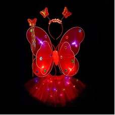 Карнавальний наряд крила зі спідницею світиться Метелик 9072 червоний