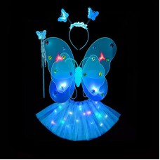 Карнавальний наряд крила зі спідницею світиться Метелик 9074 блакитний