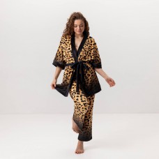 Комплект жіночий з плюшевого велюру штани та халат Звірине бажання 3444_XL 16062 XL
