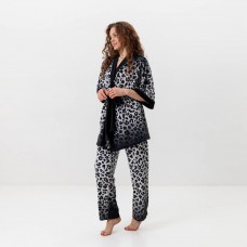 Комплект жіночий з плюшевого велюру штани та халат Сніжний барс 3422_XL 15974 XL