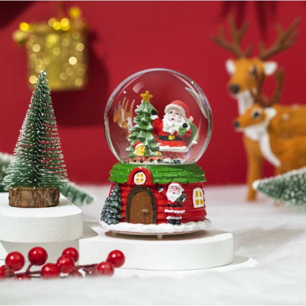 Куля новорічна декоративна з підсвіткою Дід Мороз з песиком 13990 12х8 см