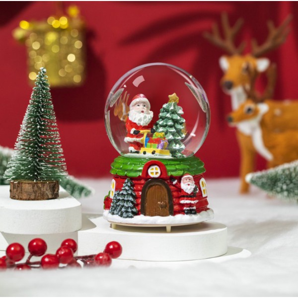 Куля новорічна декоративна з підсвіткою Дід Мороз з подарунками 13992 12х8 см