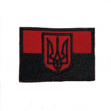 Шеврон на липучках Прапор з червоним гербом з чорним ВСУ (ЗСУ) 20222218 10027 6,5х4,5 см