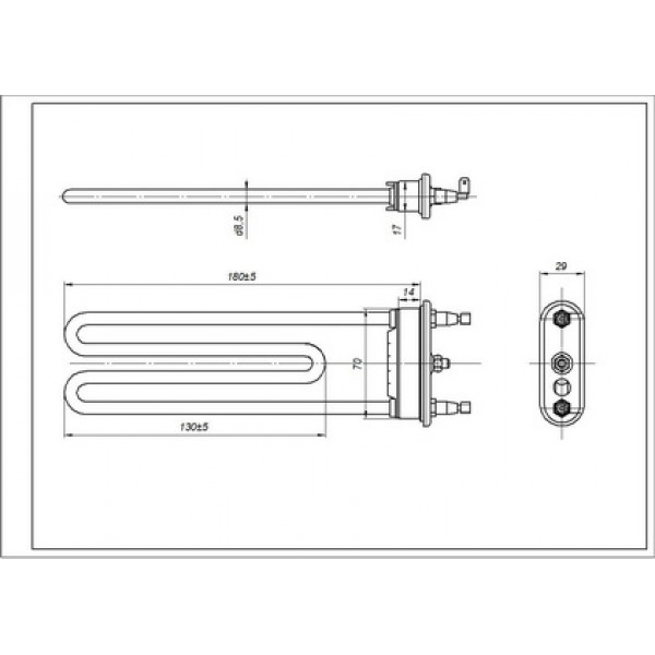 Тен для пральної машини Samsung DC47-00006M TPD 180-SG-1900 Kawai L=180mm 1900W (керамічний)