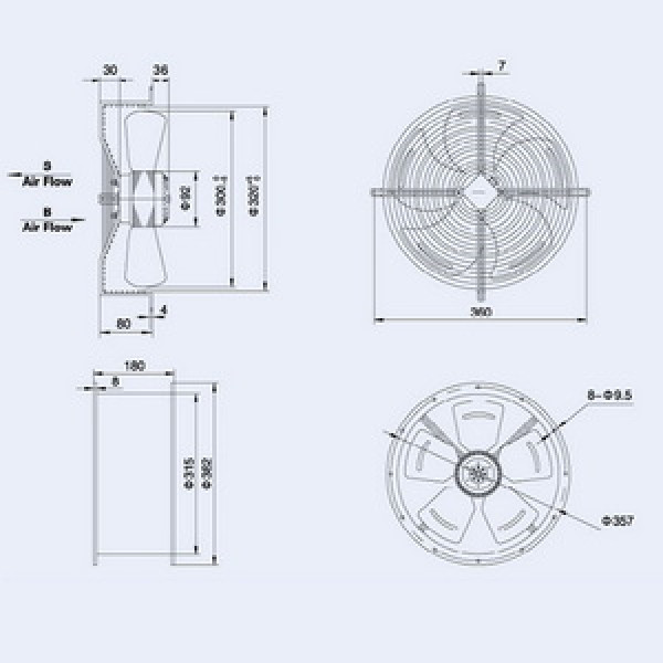 Осьовий вентилятор Weiguang YWF4E-300S-92/35-G 220V 1380rpm 1664 м3/год