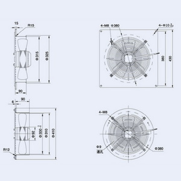 Осьовий вентилятор Weiguang YWF4E-300S-92/35-G 220V 1380rpm 1664 м3/год