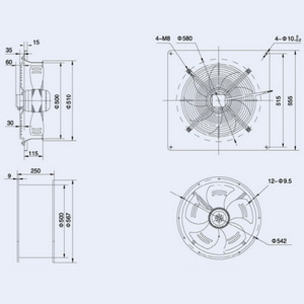 Осьовий вентилятор Weiguang YWF4E-500S-137/35-G 220V 1320rpm 6420 м3/год