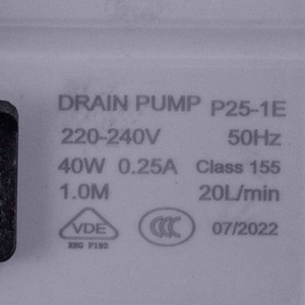 Помпа (насос) для пральної машини 15011 Drain Pump 40 Вт P25-1E (контакти роздільні ззаду; на 8 засувок)