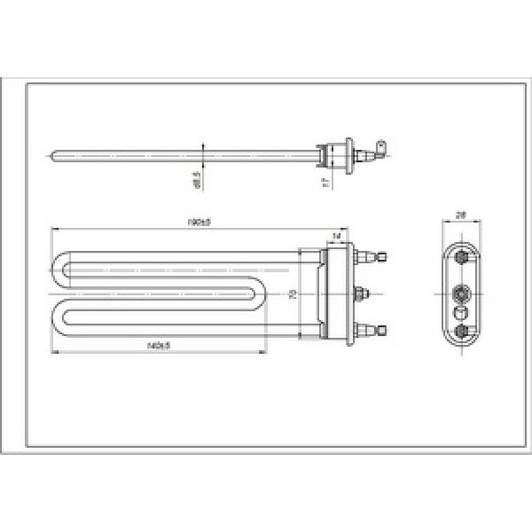 Тен для пральної машини Ariston C00066284 TP 190-SG-1800 Thermowatt L=190mm 1800W