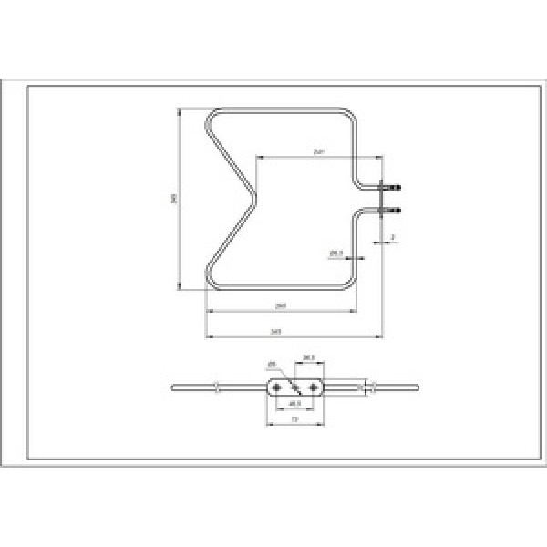 Тен нижній 480121100591 1150W 230V B=350mm L=350mm для духовки Whirlpool