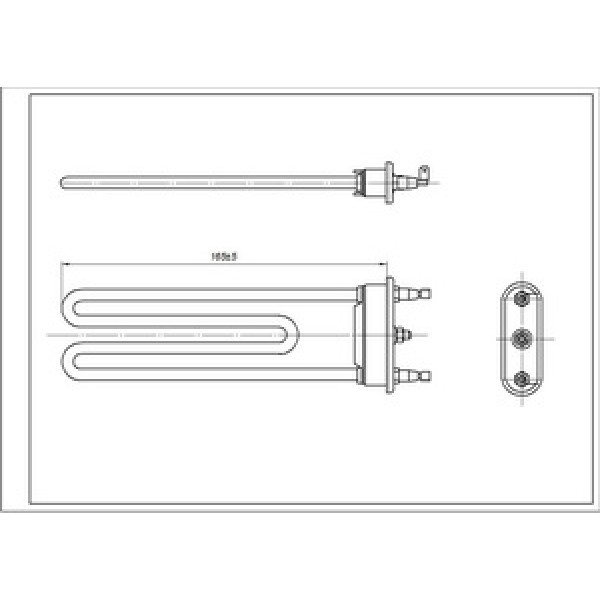 Тен для пральної машини Indesit/Ariston C00094715 TPO 165-SG-1700 Kawai L=165mm 1700W