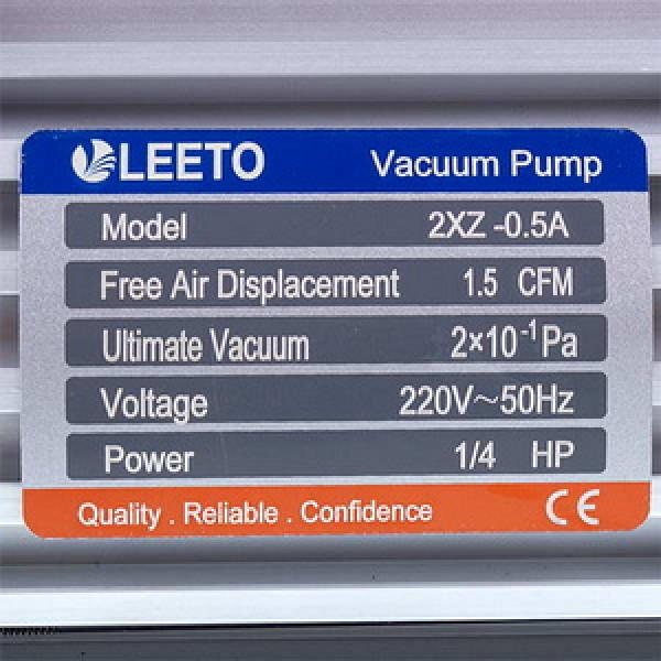 Вакумний насос LEETO 2XZ-0,5A/C  (2 ступ./42 літ/хв.)