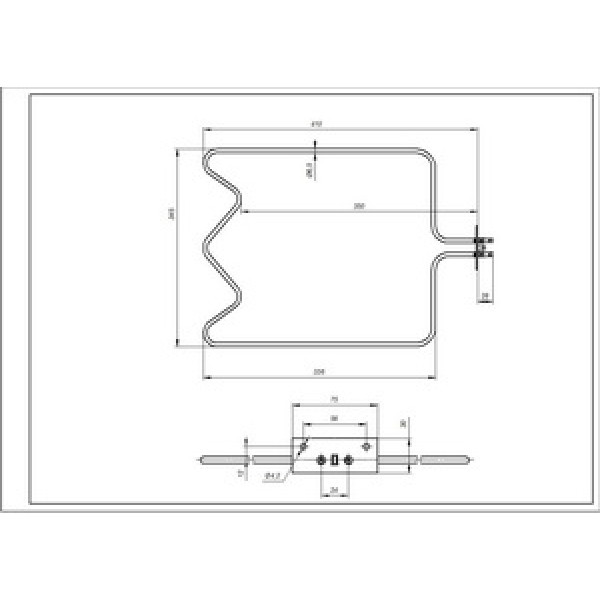 Тен нижній для духовки Beko 262900002 1300W 220V B=340mm L=405mm