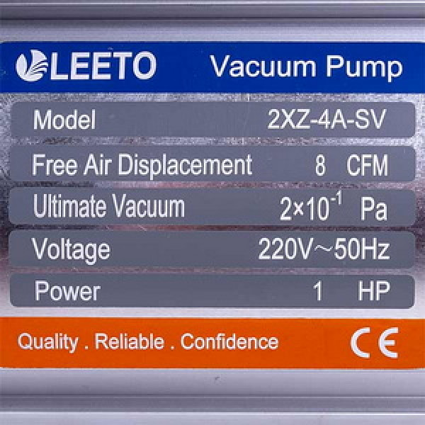 Вакуумний насос з манометром LEETO 2XZ-4А-SV (2 ступ. 226 л/хв.)