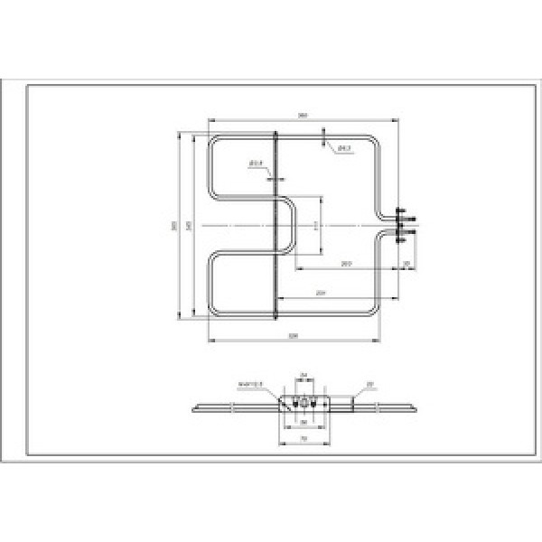 Тен нижній для духовки Ardo 524012200 1600W 230V B=345mm L=360mm