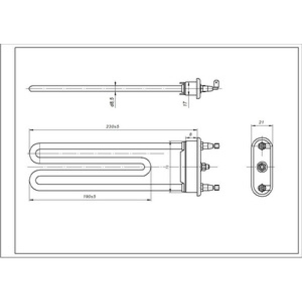 Тен для пральної машини Electrolux 1240325470 TP 235-SG-1950 IRCA L=235mm 1950W
