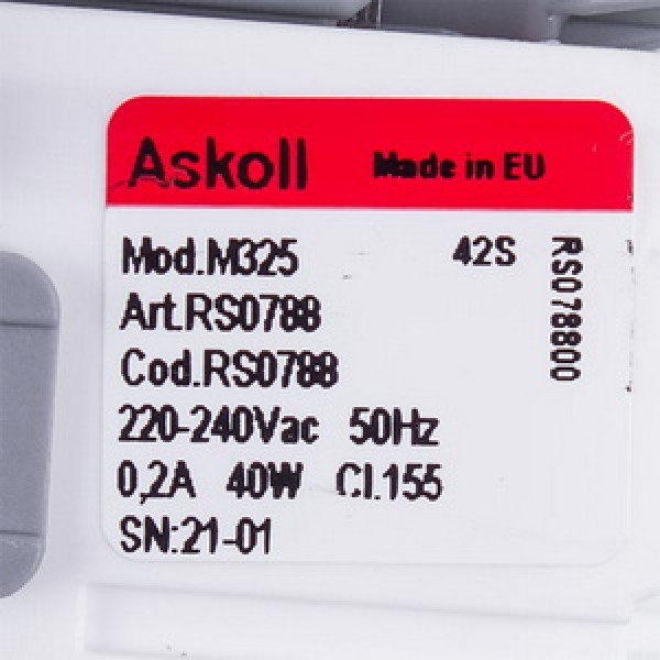 Помпа (насос) для пральної машини M231 RS0789 Askoll 40 Вт M325 (мідна обмотка, контакти роздільні ззаду)