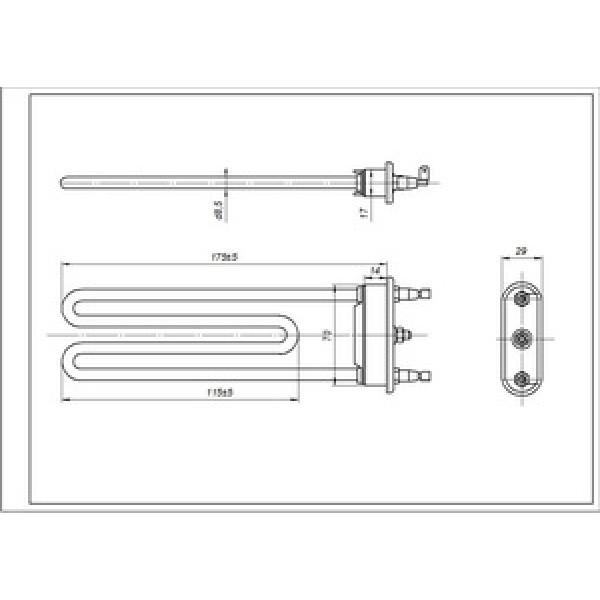 ТЕН для пральної машини LG 5301ER1001H TP 175-SG-1900 Thermowatt (Італія) L=175 mm 1900 W