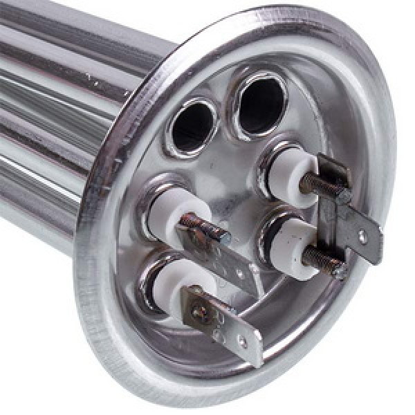 Тен для бойлера 34013090000 EAZIL 2000W L=305mm (нержавіюча сталь), фланець 64mm, 2 трубки під датчик, анод M6