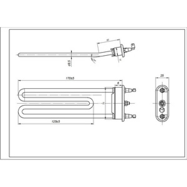 Тен для пральної машини Ariston C00087188 TZO 170-SG-1800 Thermowatt L=170mm 1800W