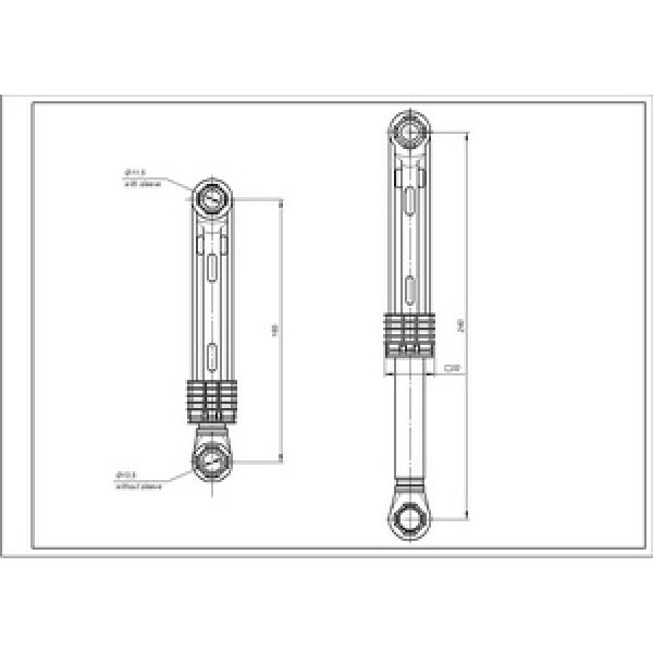 Набір амортизаторів бака для пральної машини LG 4901ER2003A AKS (2 шт.) 100N L=170-270mm D отворів=11mm
