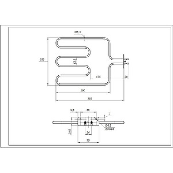 Тен нижній 562900007 1100W 230V B=250mm L=360mm для духовки Beko