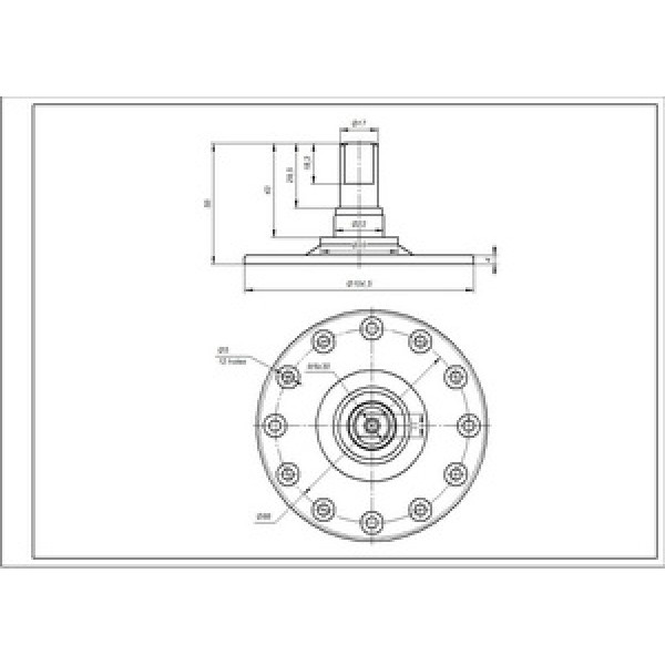 Фланець барабана (опора) для пральної машини Electrolux, Zanussi, D вала = 17mm 12отв.xM5 (під підшипник 6203)