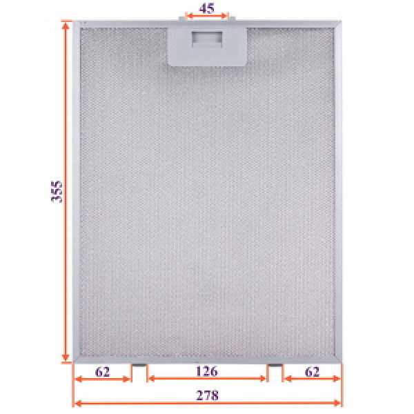 Фільтр жировий для витяжки (металевий) 278x355x8mm (під защіпки, універсальний)