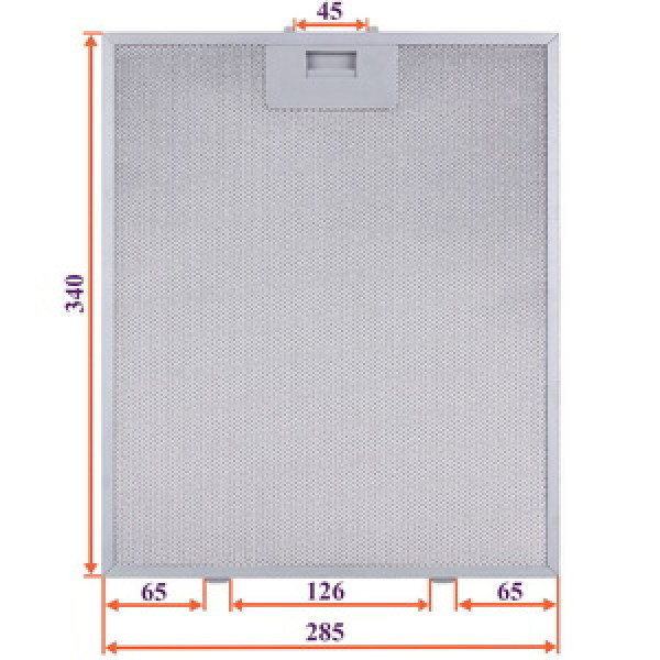Фільтр жировий для витяжки (металевий) 285x340x8mm (під защіпки, універсальний)
