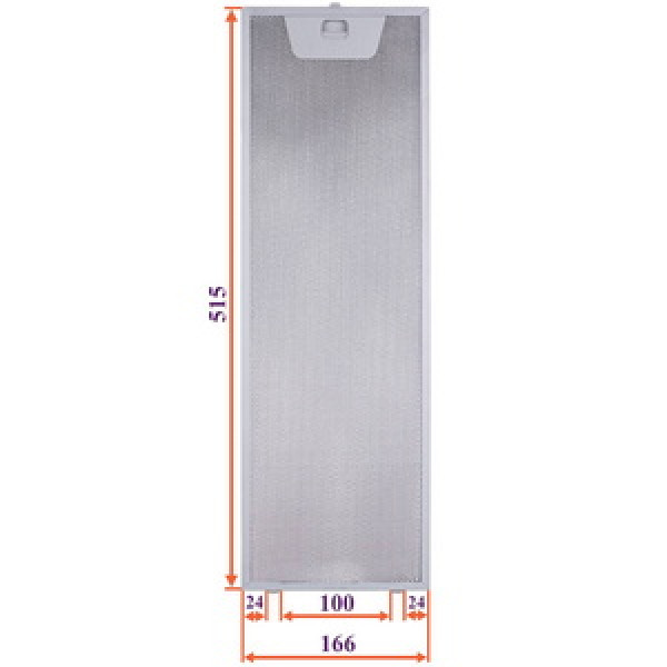 Фільтр жировий для витяжки (металевий) 166x515x8mm (під защіпки, універсальний)