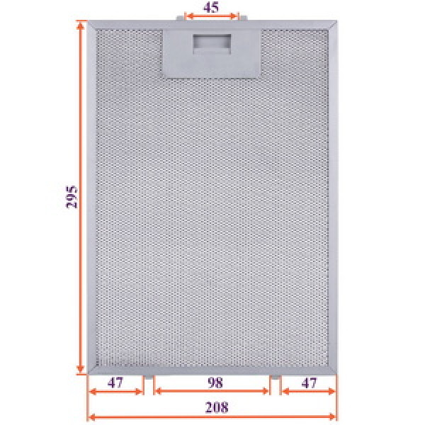 Фільтр жировий для витяжки (металевий) 208x295x8mm (під защіпки, універсальний)