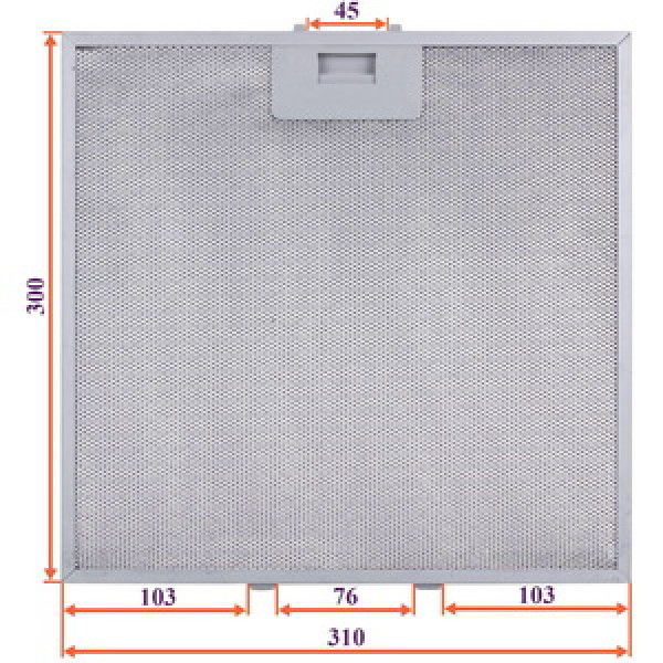 Фільтр жировий (метал.) для витяжки 310x300x8mm (під защіпки, універсальний)