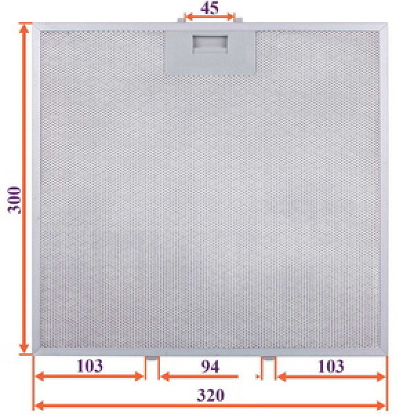Фільтр жировий для витяжки (металевий) 300x320x8mm (під защіпки, універсальний)