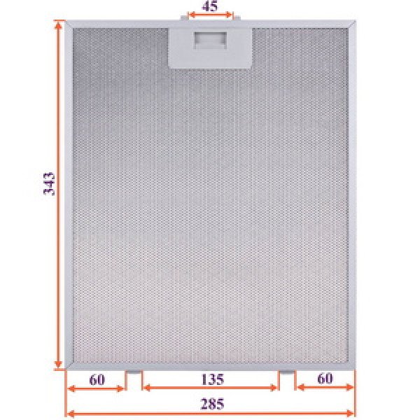 Фільтр жировий (метал.) для витяжки 285x343x8mm (під защіпки, універсальний)