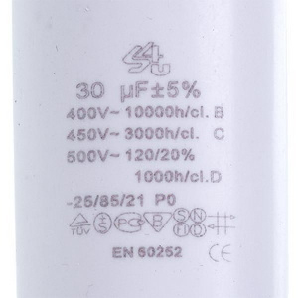 Пусковий конденсатор для пральної машини CBB60 30uF 450V