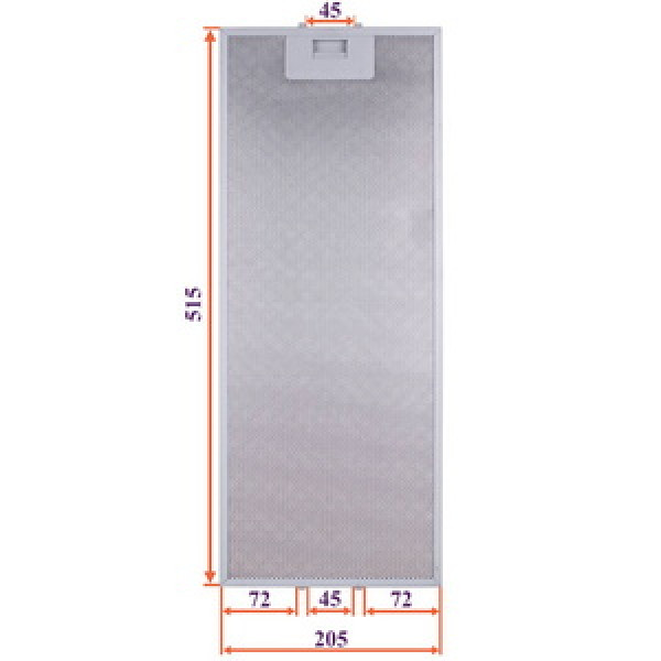 Фільтр жировий для витяжки (металевий) 205x515x8mm (під защіпки, універсальний)