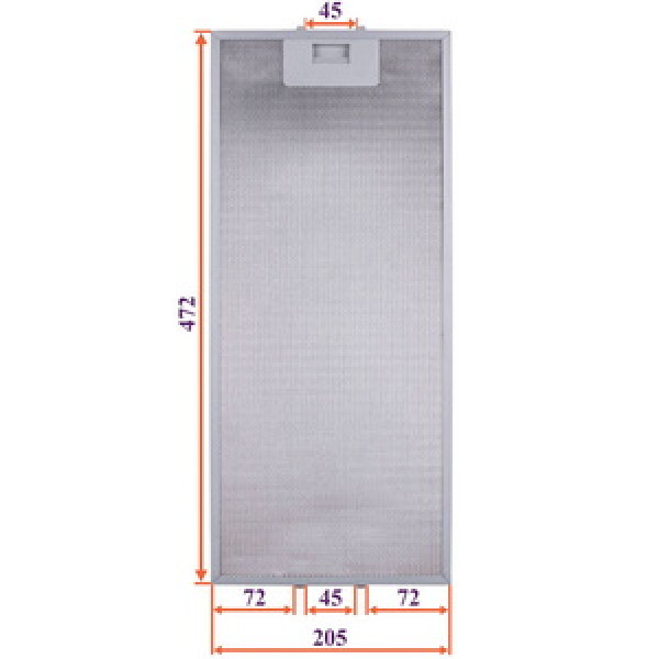 Фільтр жировий для витяжки (металевий) 205x472x8mm (під защіпки, універсальний)