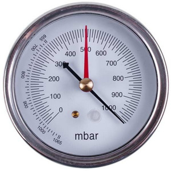 Манометр (вакуумметр) VALUE  310500301 (D корпусу= 75mm, 2 стрілки, підключення ззаду)