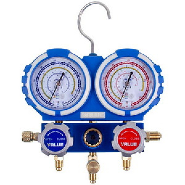 Манометричний колектор 2-вентильний VALUE VMG-2 R410А-B + шланги 3шт (R410 R407 R22 R134)