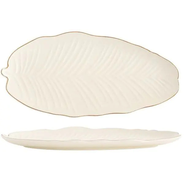 Блюдо для подачі Limited Edition Leaf Cream Gold B010789 30x16.8 см бежеве